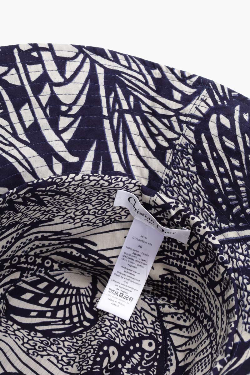 CHRISTIAN DIOR Reversible Wax Toile De Jouy Bucket Hat in White Multicolors 3