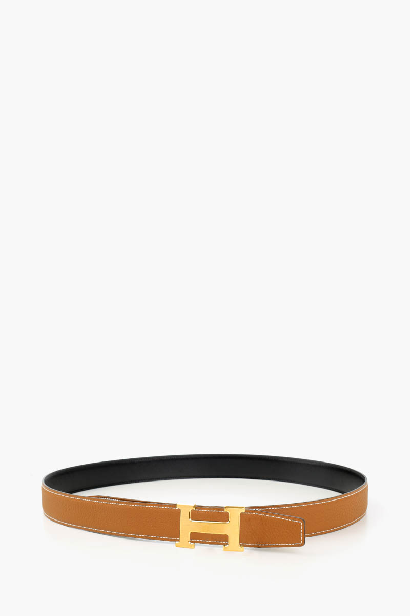 HERMÈS H Buckle Reversible 32mm Belt in Black/Gold Togo Calfskin GHW 1
