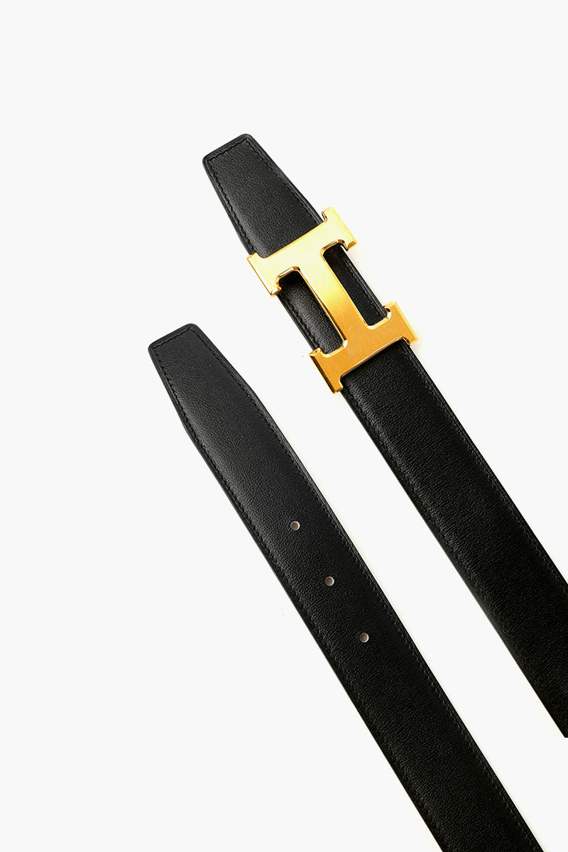 HERMÈS H Buckle Reversible 32mm Belt in Black/Gold Togo Calfskin GHW 3