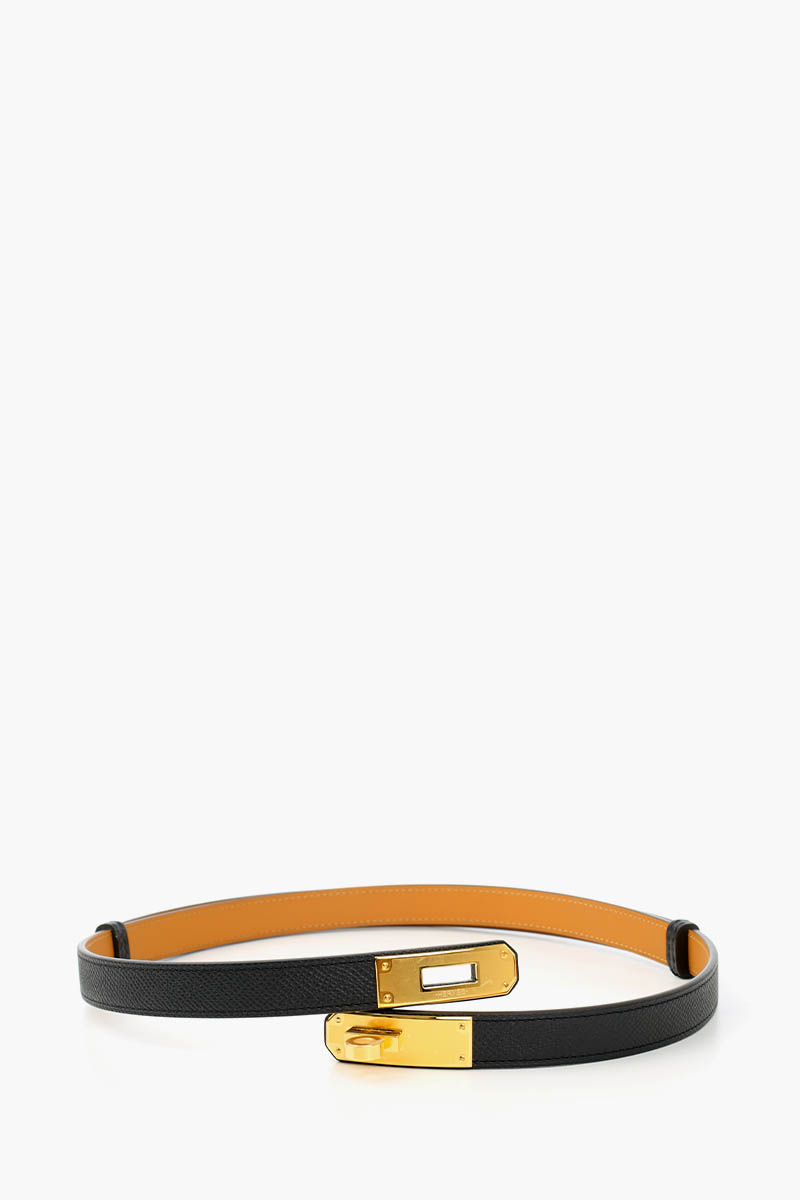 HERMÈS Kelly Belt 18 18mm in Black Epsom Calfskin GHW 1