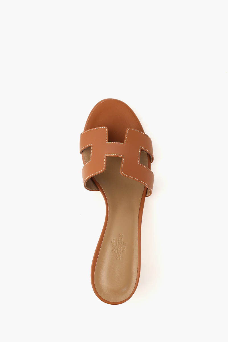 HERMÈS Oasis Sandals In Gold Calfskin 3