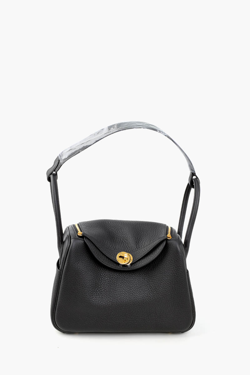 HERMÈS BNIB Lindy 26 L26 Bag in Black Clemence GHW #K 0