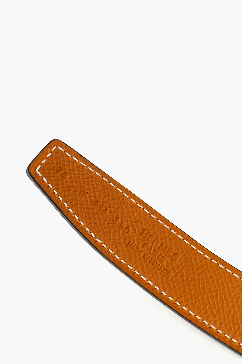 HERMÈS Mini H Buckle Reversible 24mm Belt in Black/Gold Epsom Calfskin GHW 2