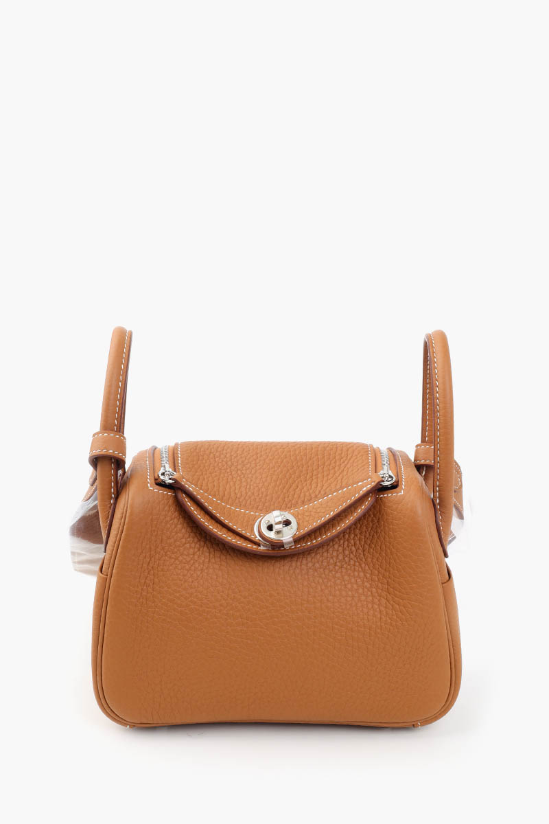 HERMÈS BNIB Mini Lindy Bag in Gold Taurillon Clemence Leather PHW #W 0