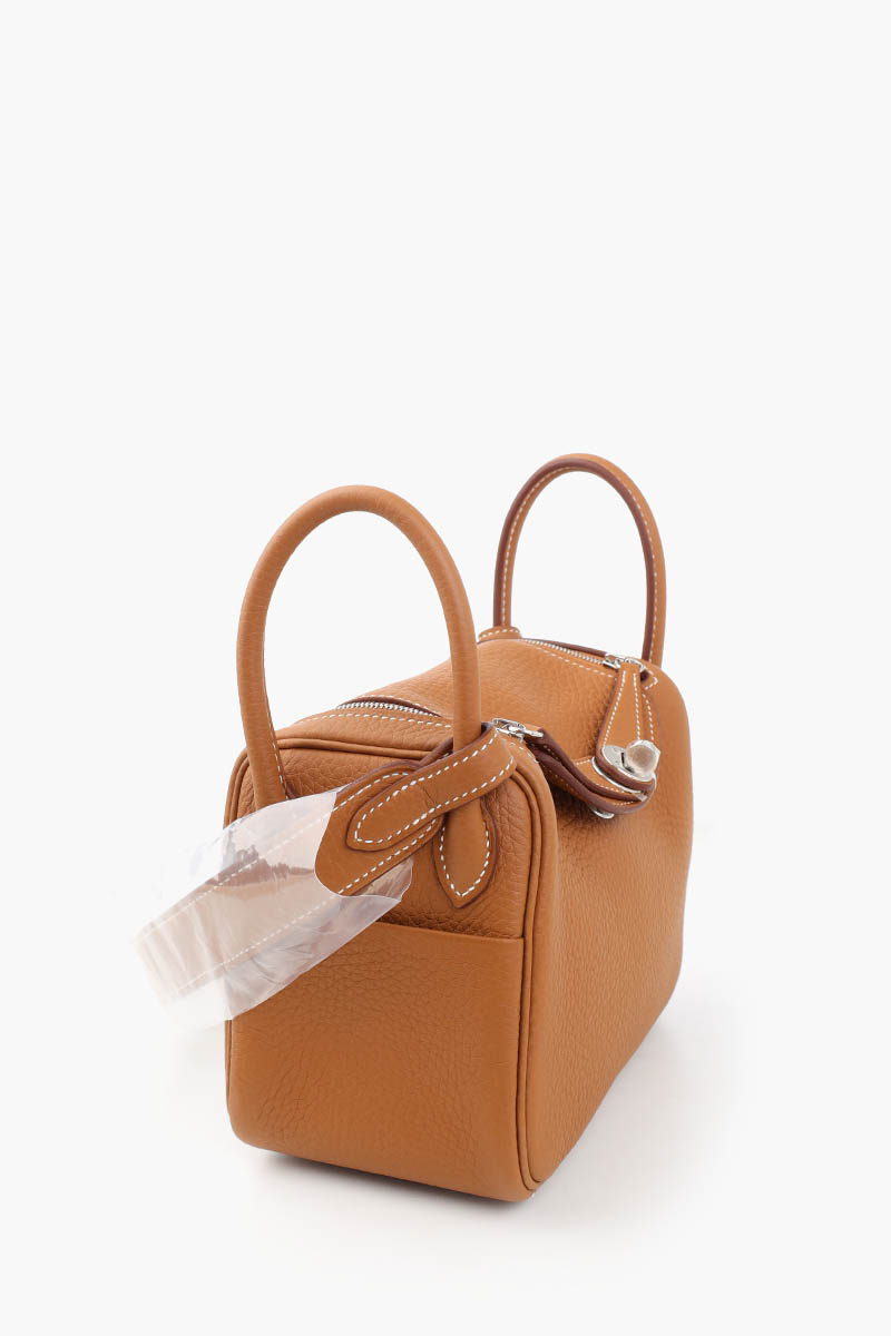 HERMÈS BNIB Mini Lindy Bag in Gold Taurillon Clemence Leather PHW #W 1