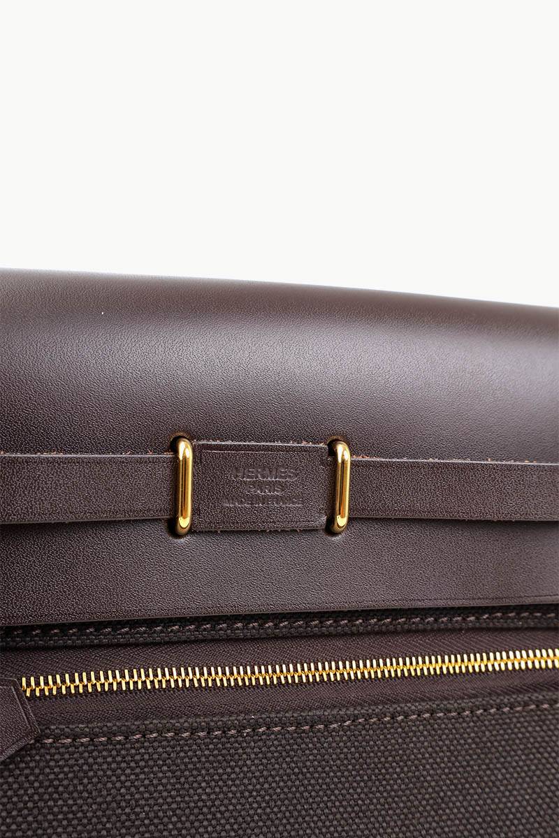 HERMÈS BNIB HB20 Herbag 20 Bag In Ebène/Ebène Miltaire Canvas And Hunter Cowhide GHW #W 3