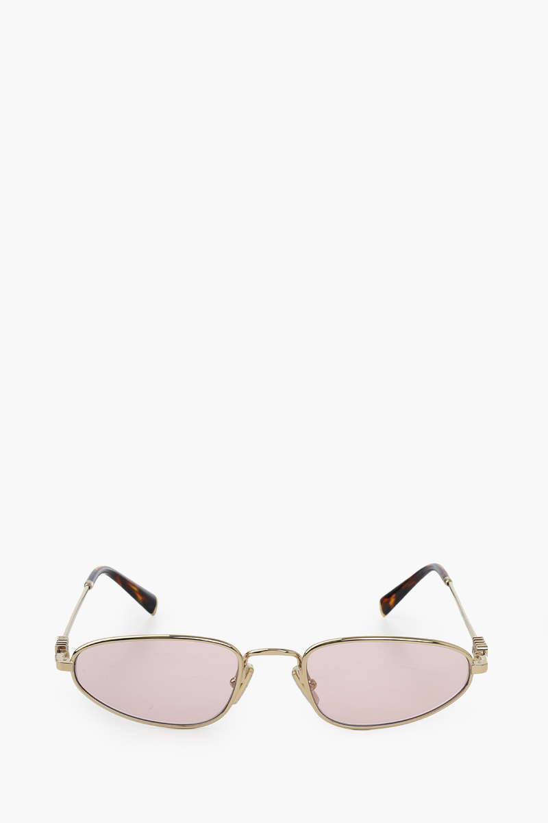 MIU MIU Irregular Sunglasses in Pink/Pale Gold Metal 0