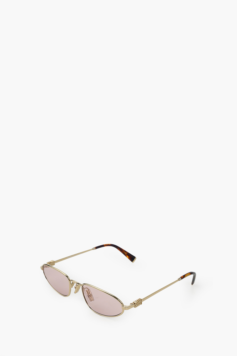 MIU MIU Irregular Sunglasses in Pink/Pale Gold Metal 1