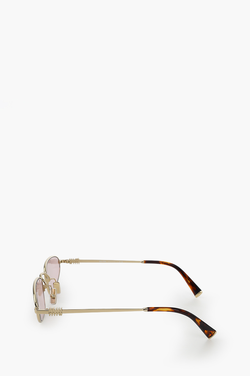 MIU MIU Irregular Sunglasses in Pink/Pale Gold Metal 2