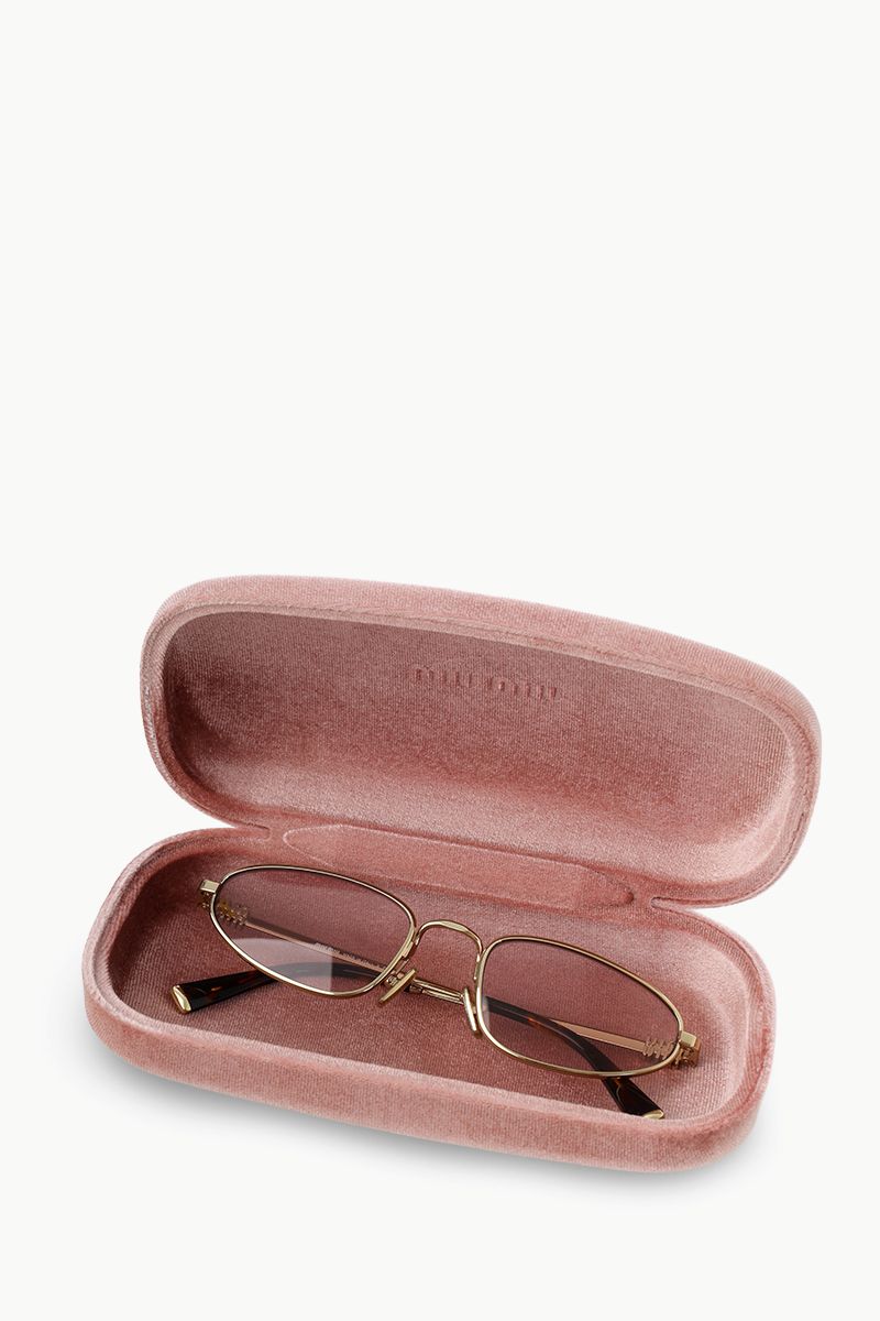 MIU MIU Irregular Sunglasses in Pink/Pale Gold Metal 4