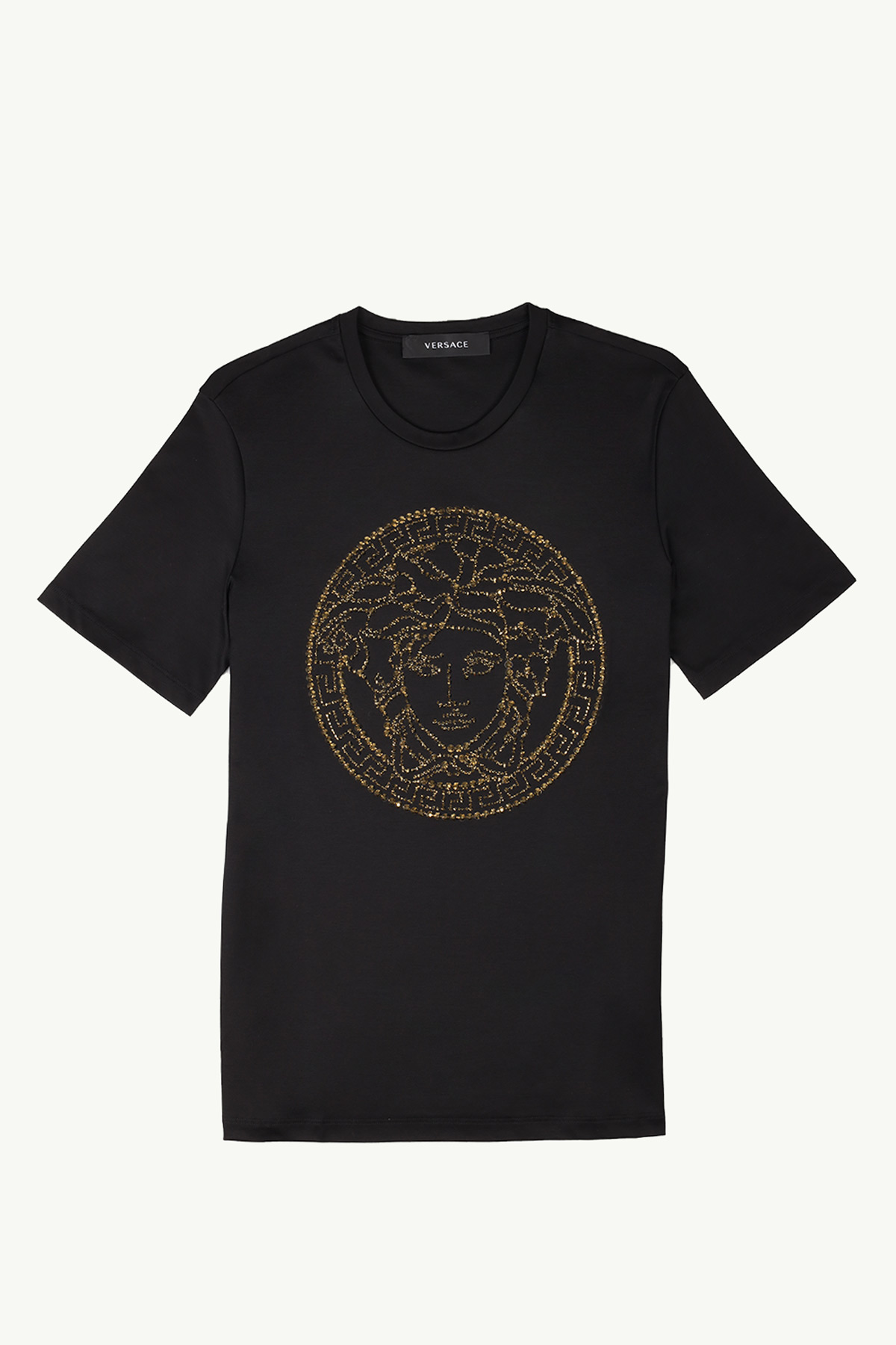VERSACE Women Medusa Head Crystal-Embellished T-Shirt in Black/Gold 0