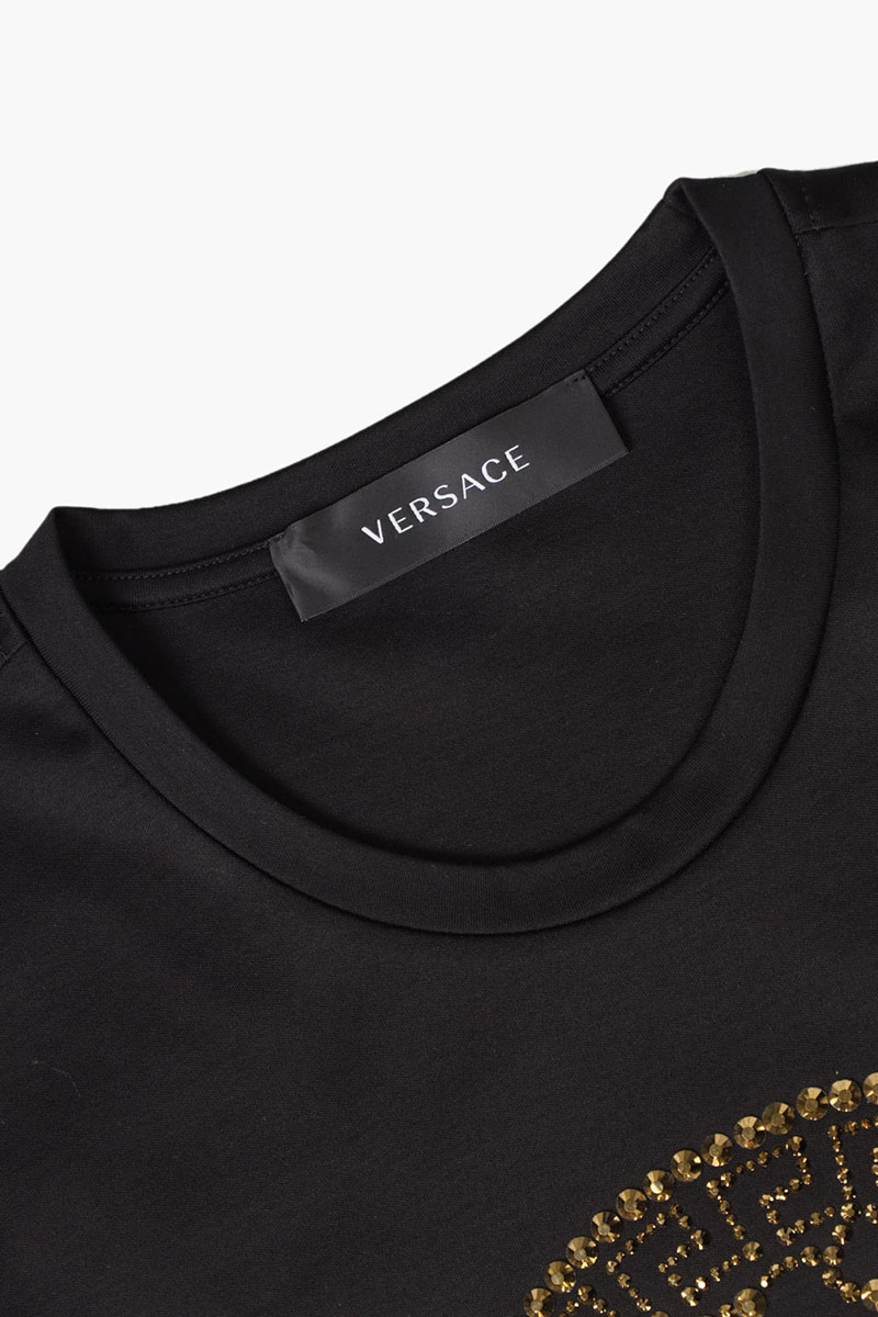 VERSACE Women Medusa Head Crystal-Embellished T-Shirt in Black/Gold 2