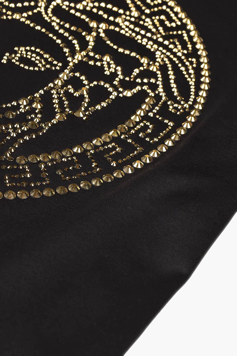 VERSACE Women Medusa Head Crystal-Embellished T-Shirt in Black/Gold 3