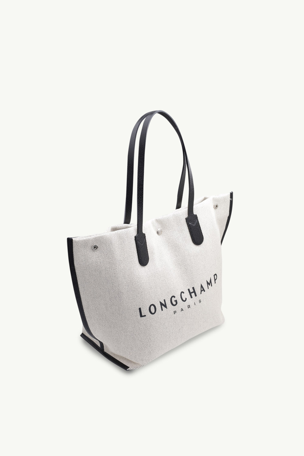 LONGCHAMP Large Roseau Shopping Bag in Ecru Canvas 2