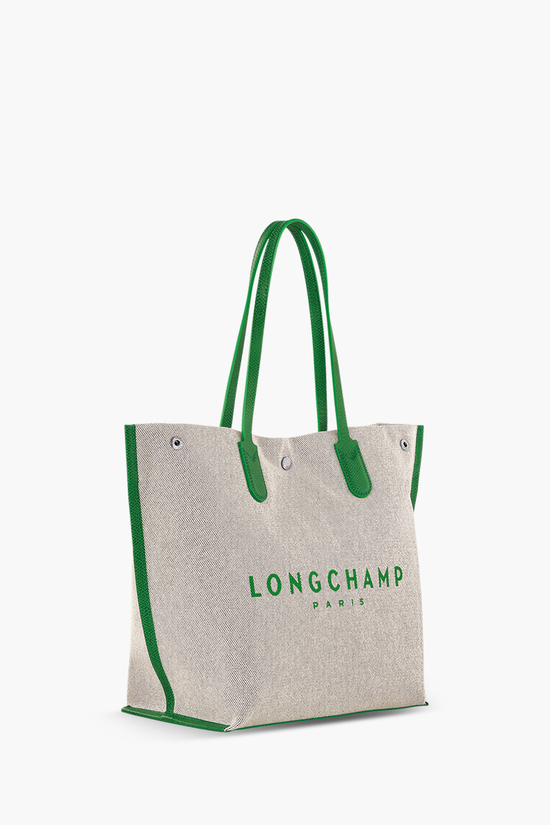 LONGCHAMP Large Roseau Shopping Bag in Green Canvas 2