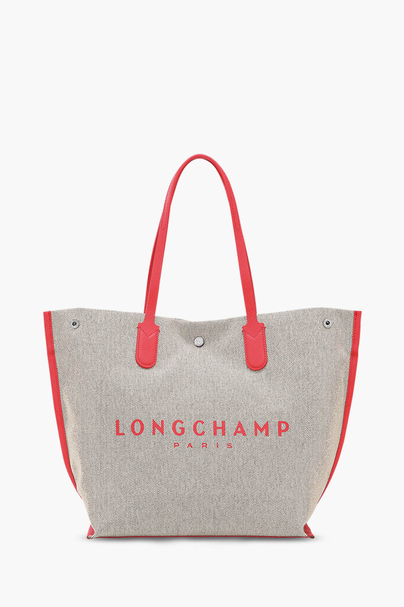 LONGCHAMP Large Roseau Shopping Bag in Strawberry Canvas 0