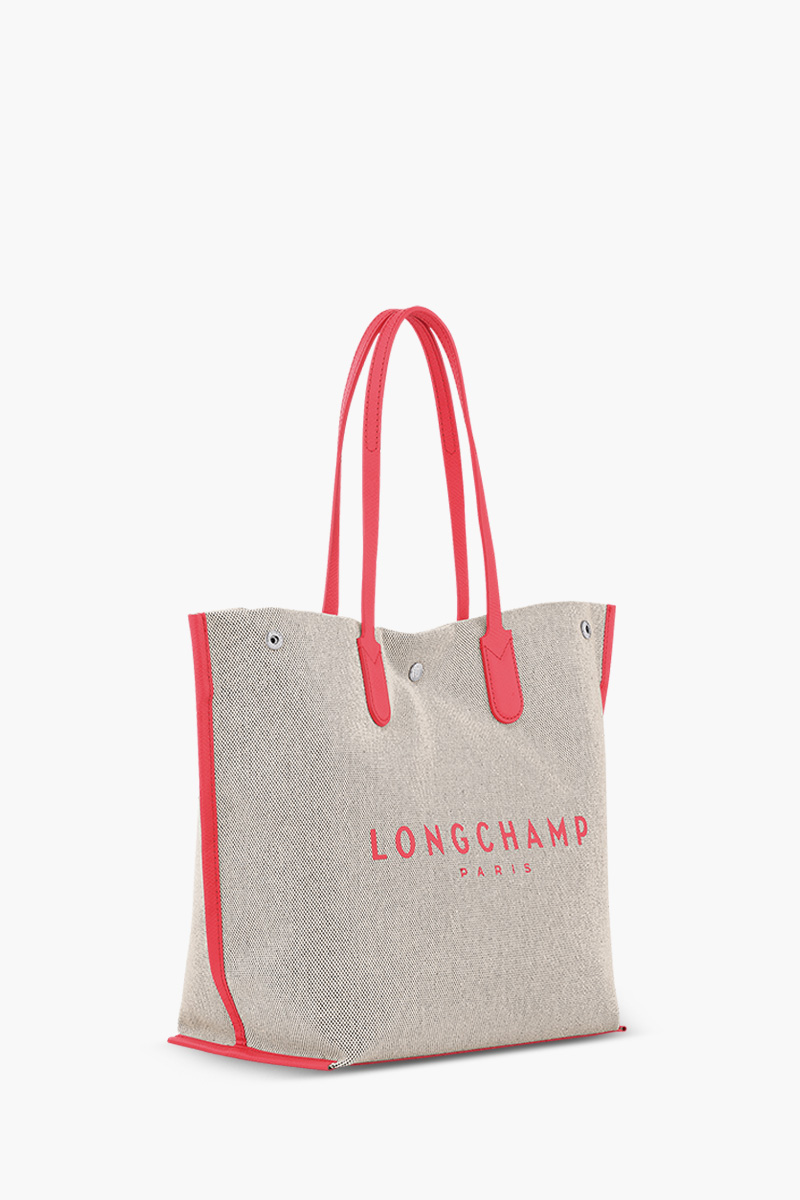 LONGCHAMP Large Roseau Shopping Bag in Strawberry Canvas 2