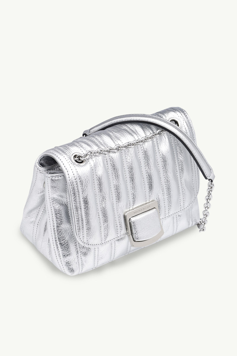 LONGCHAMP Small Brioche Metal Crossbody Bag in Silver Leather 2