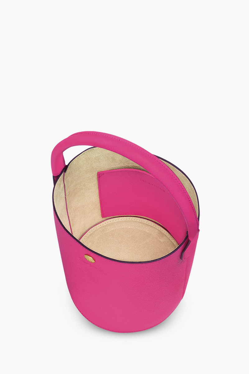 LONGCHAMP Cuir De Russie Bucket Bag in Fuchsia Leather 3