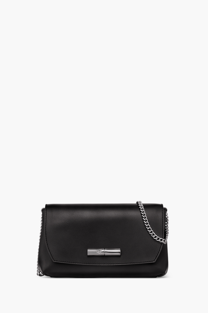 LONGCHAMP Roseau Clutch with Detachable Chain Shoulder Strap in Black 0