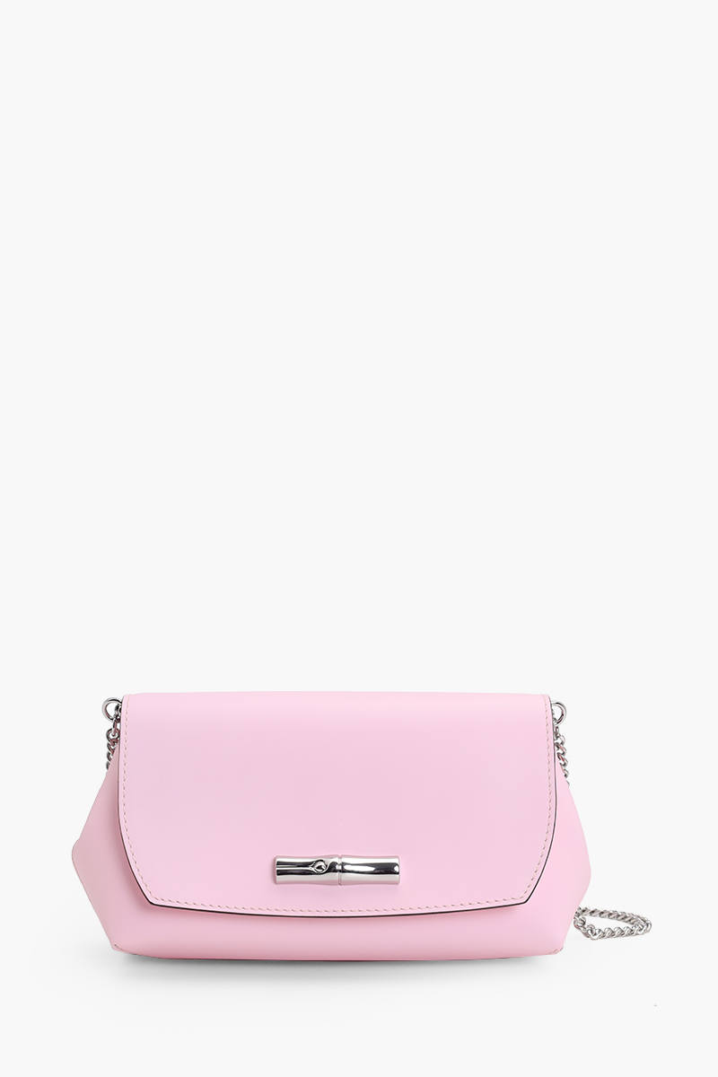LONGCHAMP Roseau Clutch with Detachable Chain Shoulder Strap in Pink 0