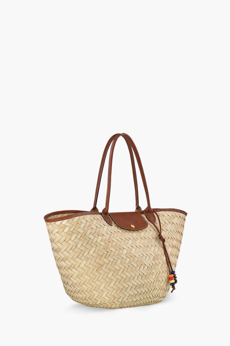 LONGCHAMP XL Le Pliage Panier Basket Bag in Brown Palm Straw 2