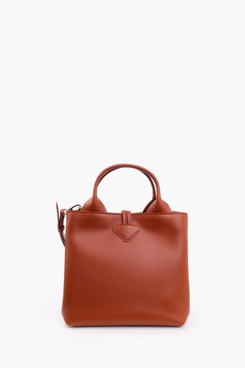 LONGCHAMP Small Le Roseau Top Handle Bag in Bark Smooth Silky Leather with Adjustable Shoulder Strap 3