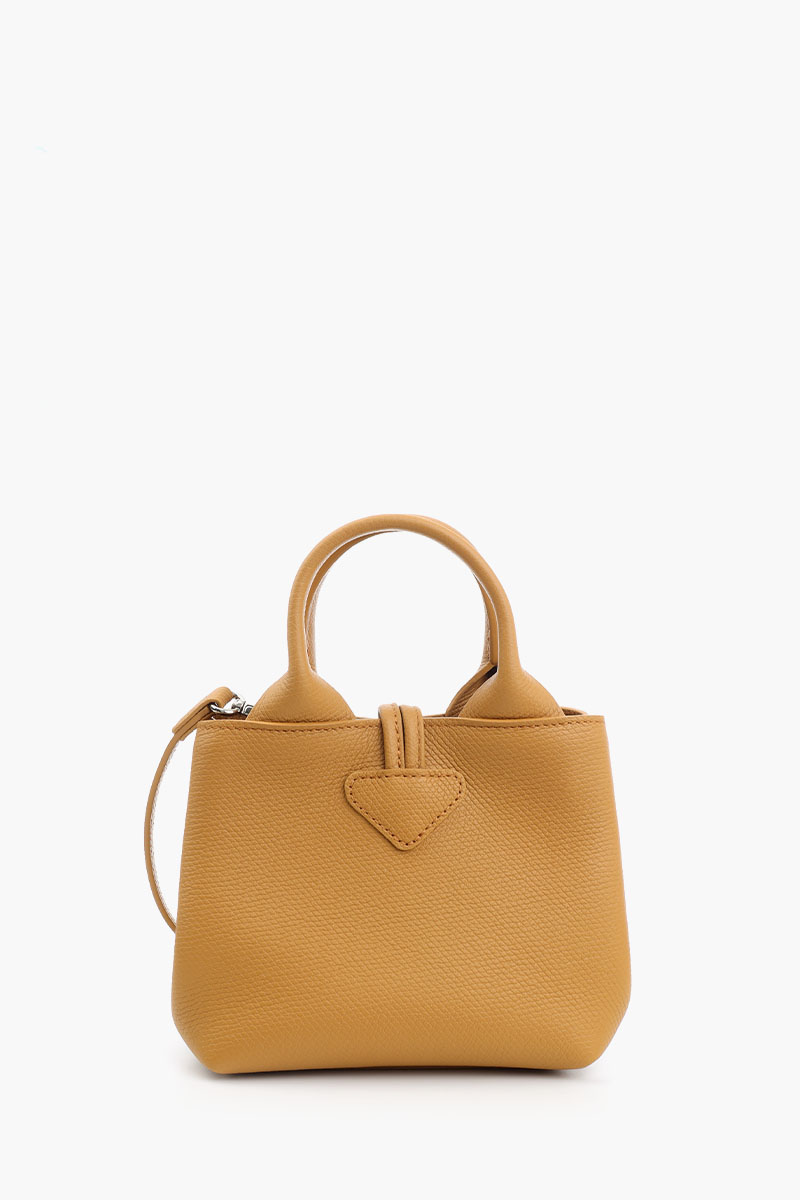 LONGCHAMP XS Le Roseau Top Handle Bag in Walnut Grained Leather with Adjustable Shoulder Strap 3