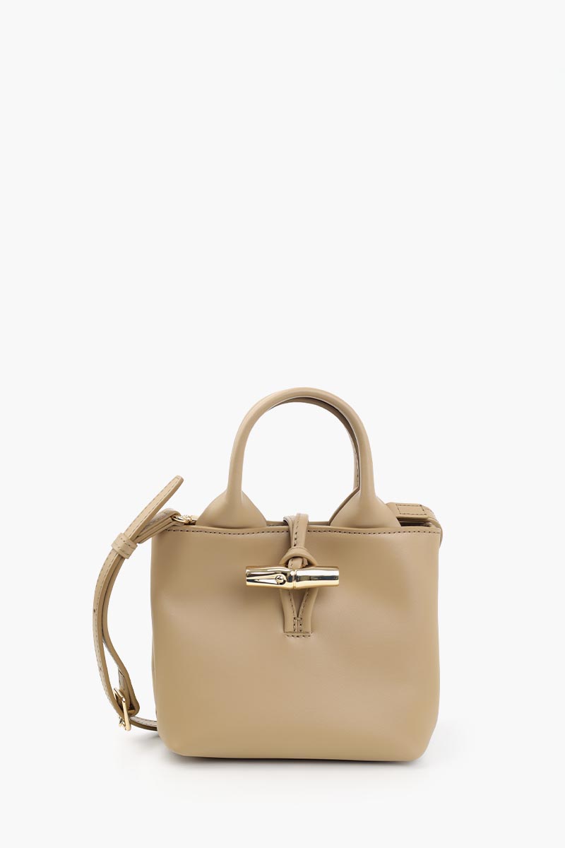 LONGCHAMP XS Le Roseau Top Handle Bag in Root Smooth Silky Leather with Adjustable Shoulder Strap 0