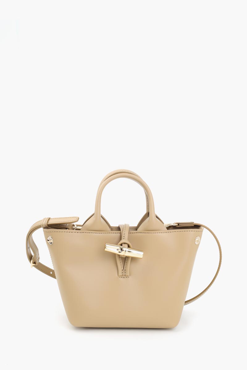 LONGCHAMP XS Le Roseau Top Handle Bag in Root Smooth Silky Leather with Adjustable Shoulder Strap 1