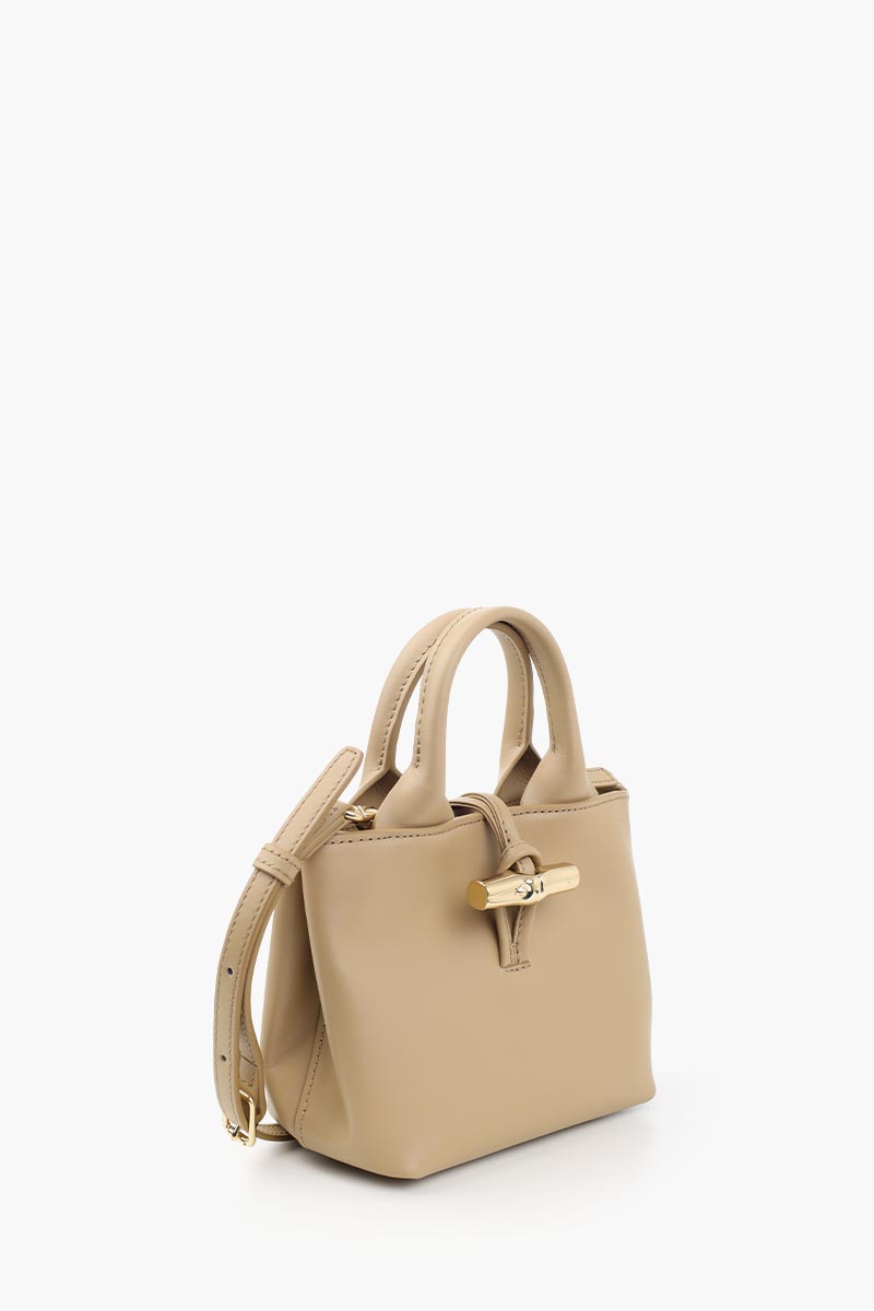 LONGCHAMP XS Le Roseau Top Handle Bag in Root Smooth Silky Leather with Adjustable Shoulder Strap 2