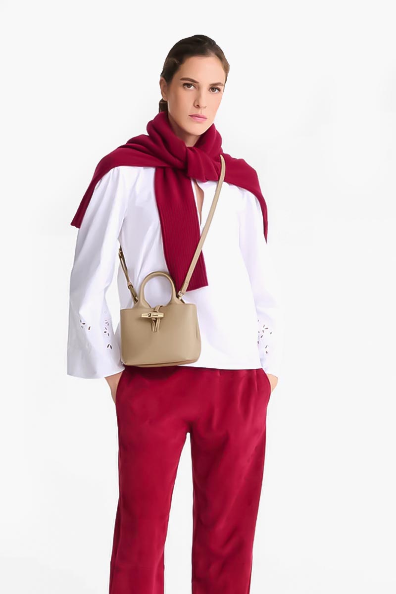 LONGCHAMP XS Le Roseau Top Handle Bag in Root Smooth Silky Leather with Adjustable Shoulder Strap 4