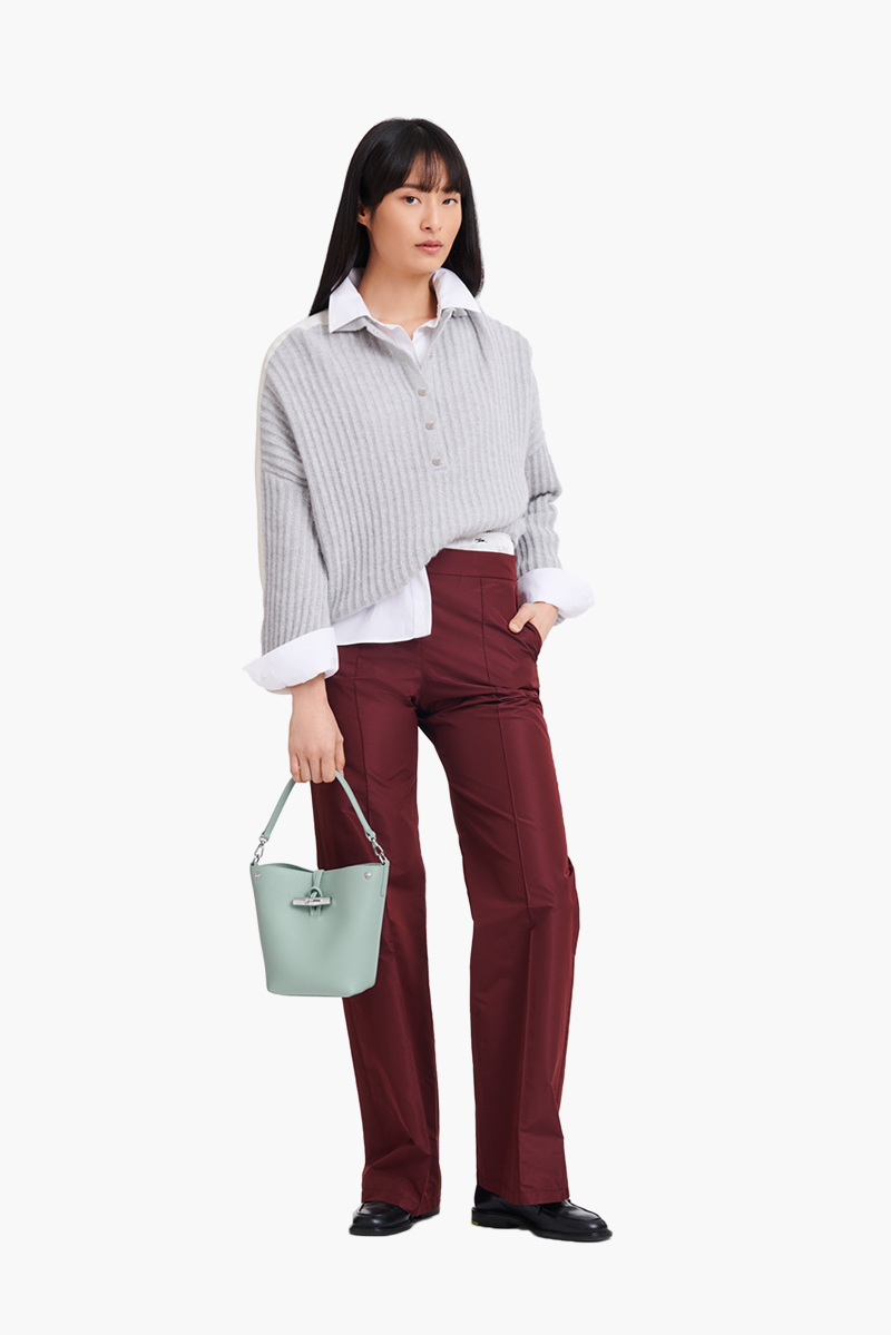 LONGCHAMP Le Roseau XS Bucket Bag in Celadon Leather 4