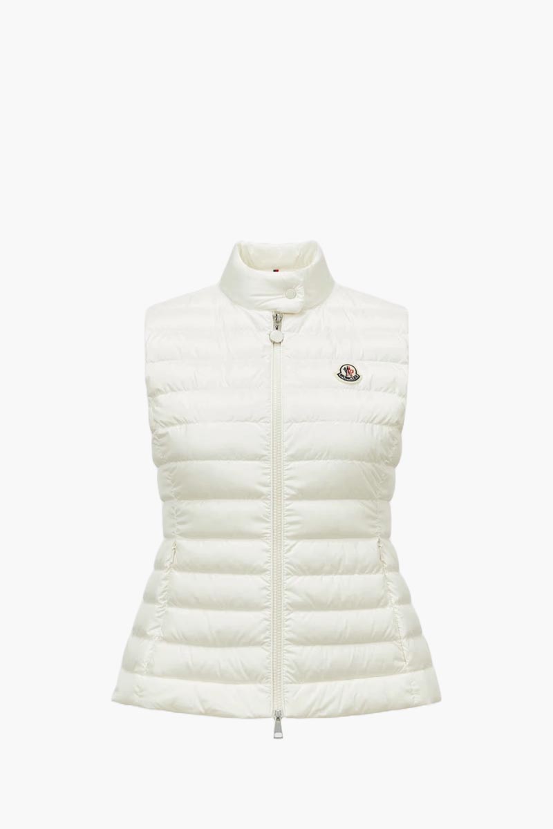 MONCLER Women Igens Down Gilet in White Recycled Longue Saison 0