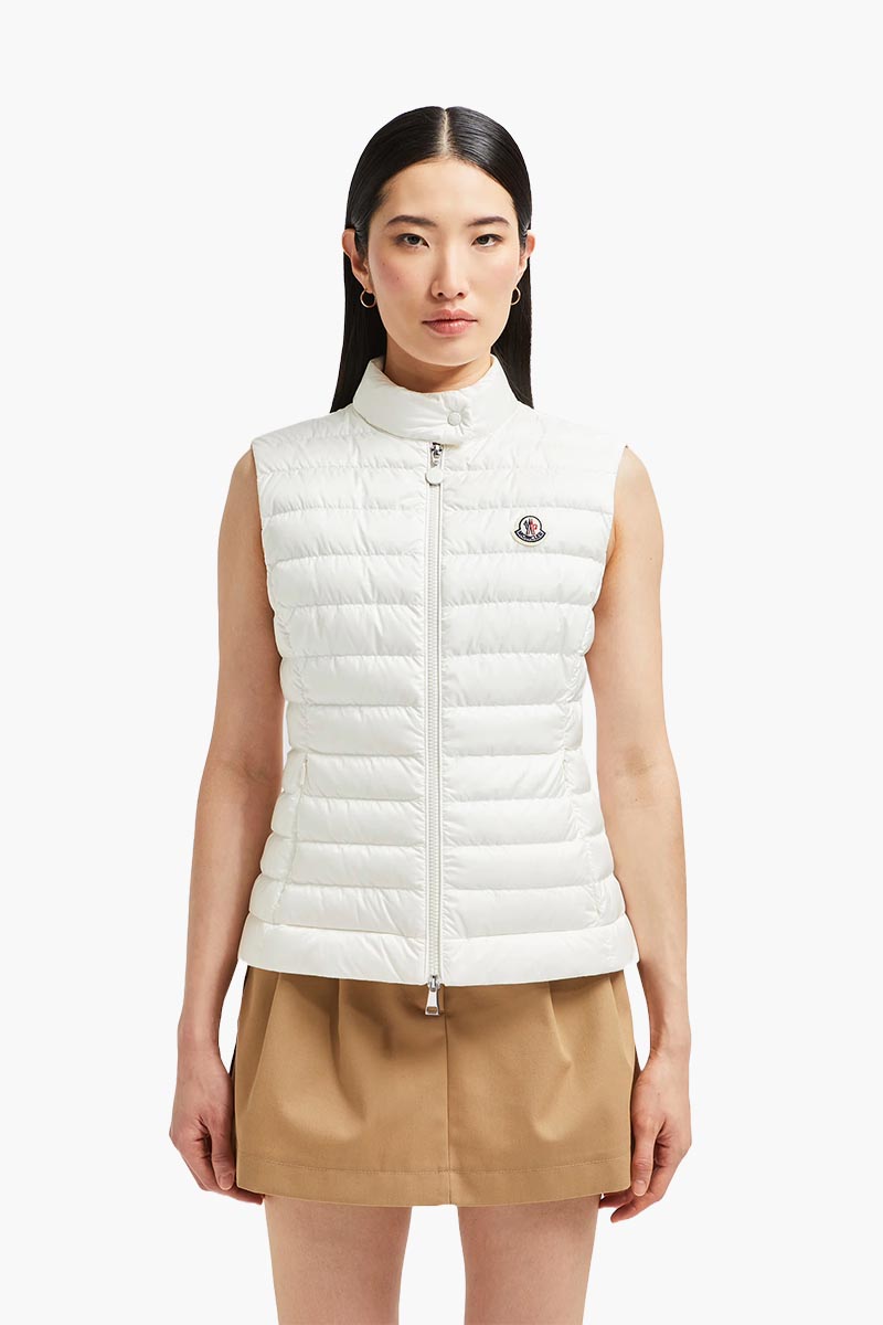 MONCLER Women Igens Down Gilet in White Recycled Longue Saison 1