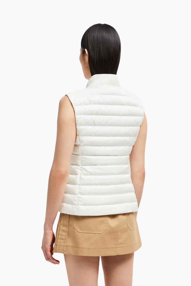 MONCLER Women Igens Down Gilet in White Recycled Longue Saison 2