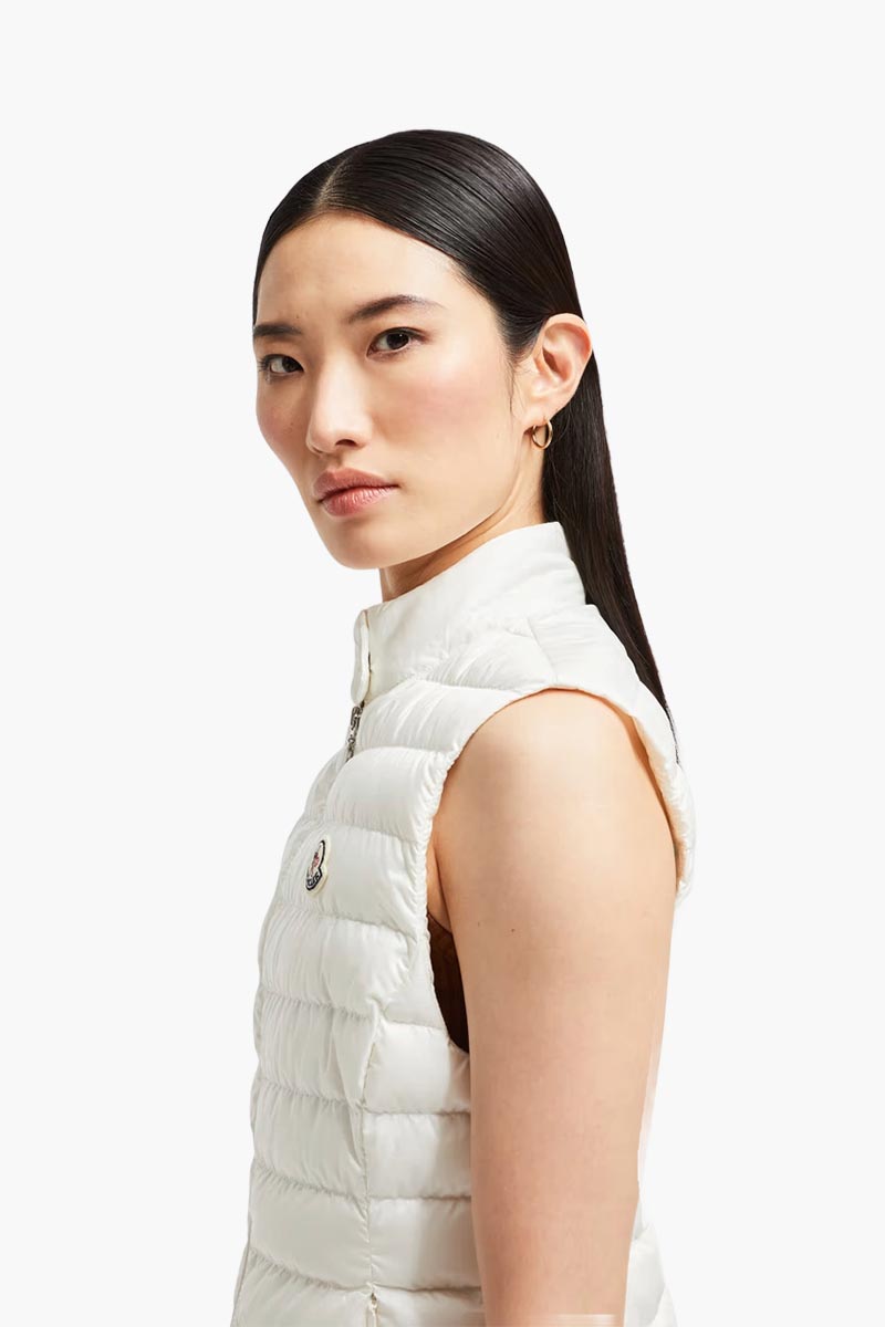 MONCLER Women Igens Down Gilet in White Recycled Longue Saison 3