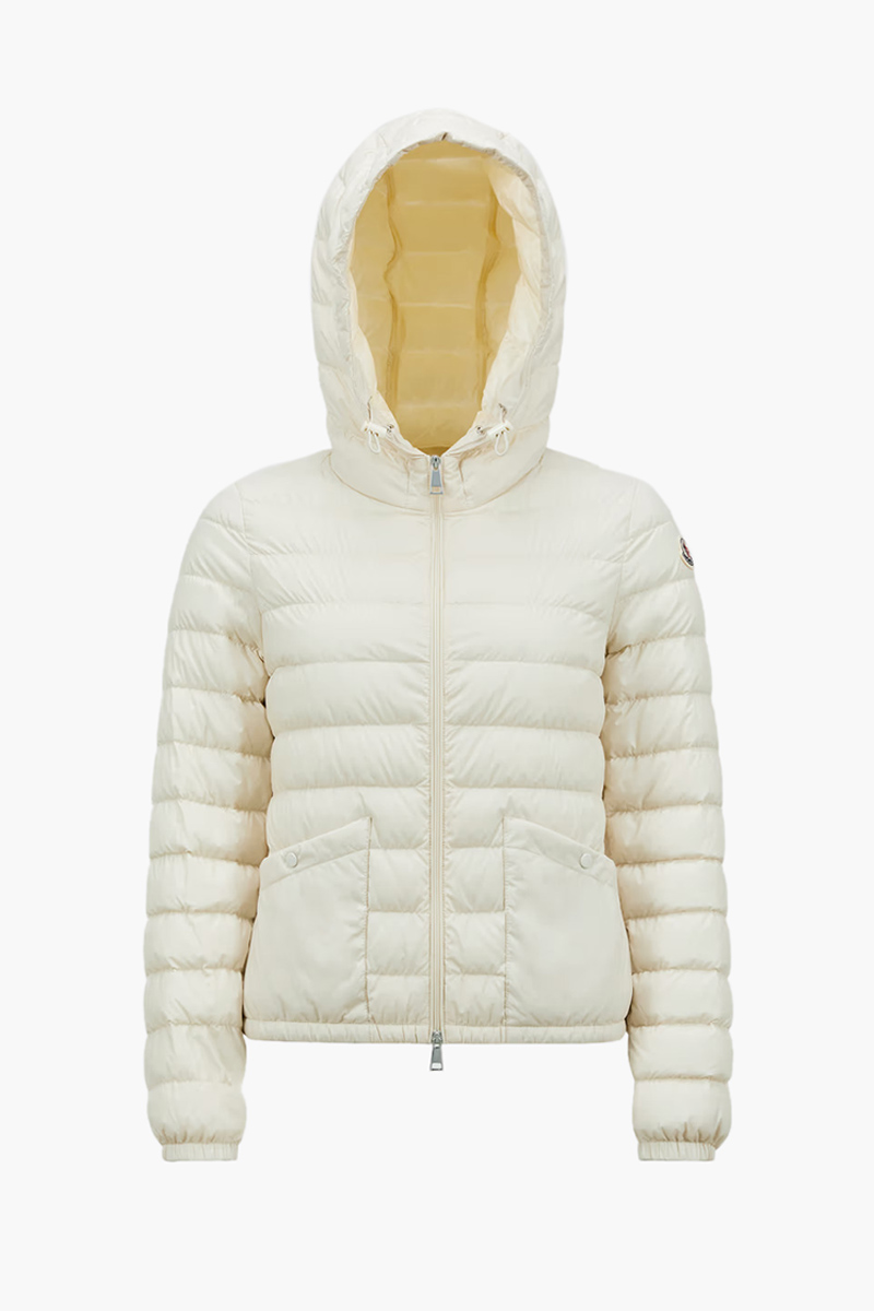 MONCLER Women Hede Hooded Short Down Jacket in White Ivory 0