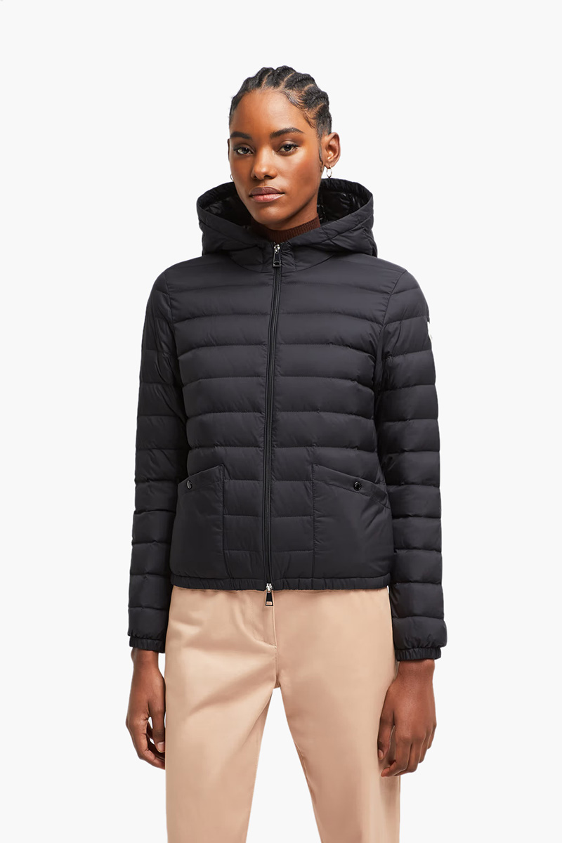 MONCLER Women Hede Hooded Short Down Jacket in Black 1