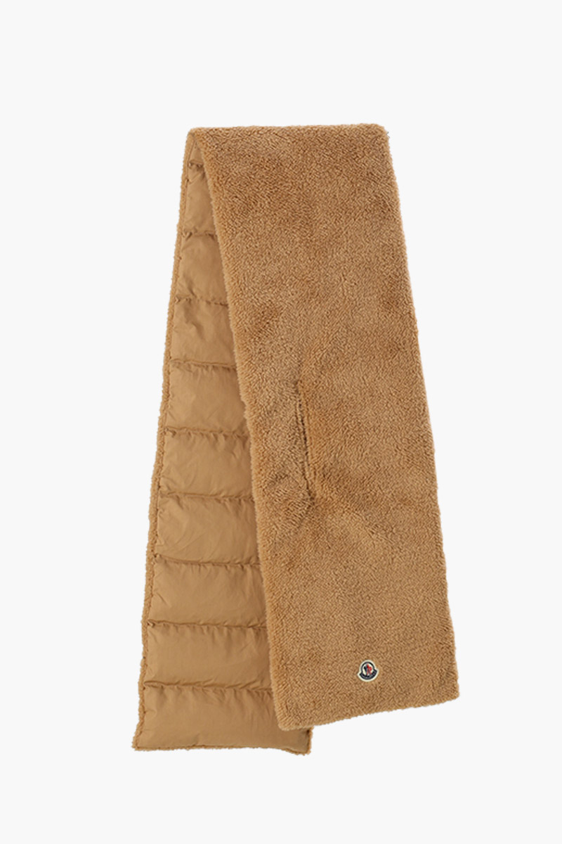 MONCLER Scarf Teddy Boa Down Padded Patch Logo in Beige Nylon 0