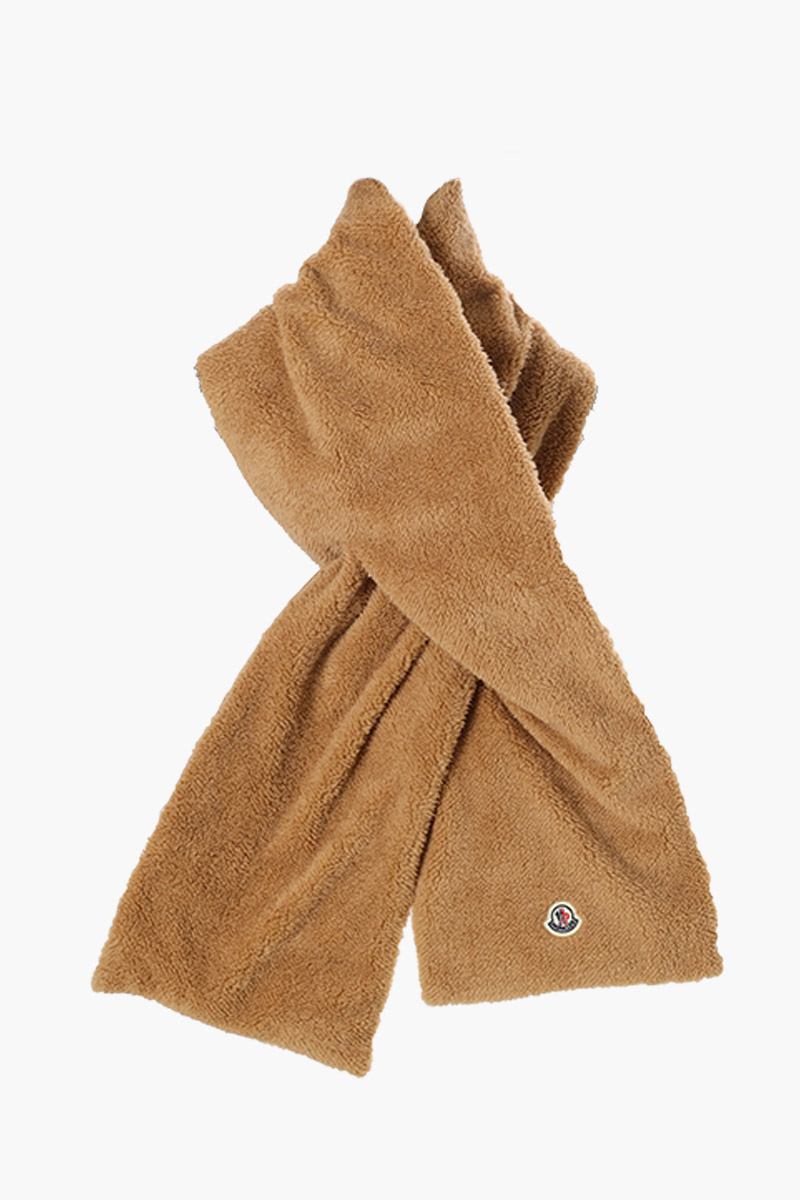 MONCLER Scarf Teddy Boa Down Padded Patch Logo in Beige Nylon 2