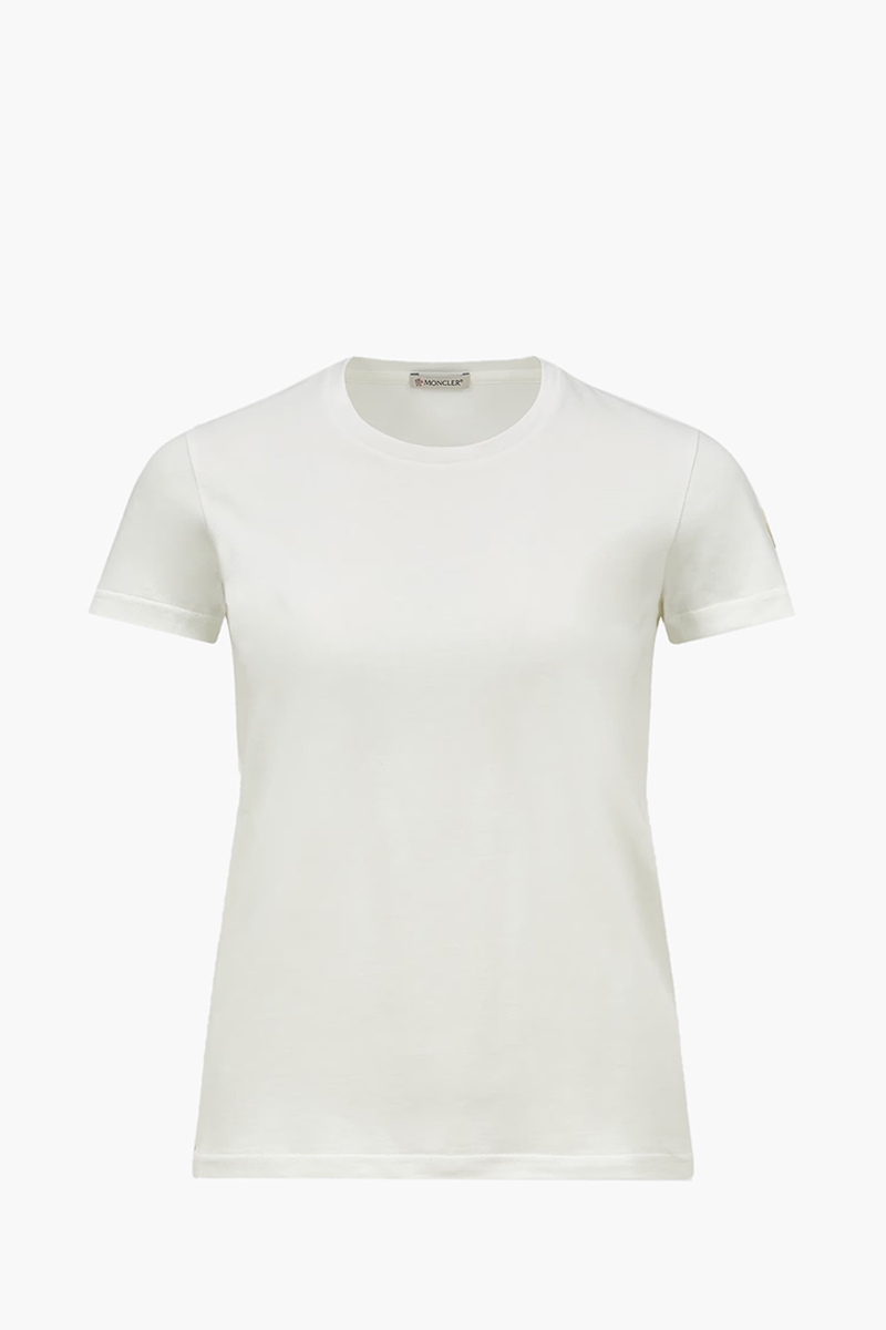 MONCLER Women Logo Patch Jersey T-Shirt in Off White Cotton 0