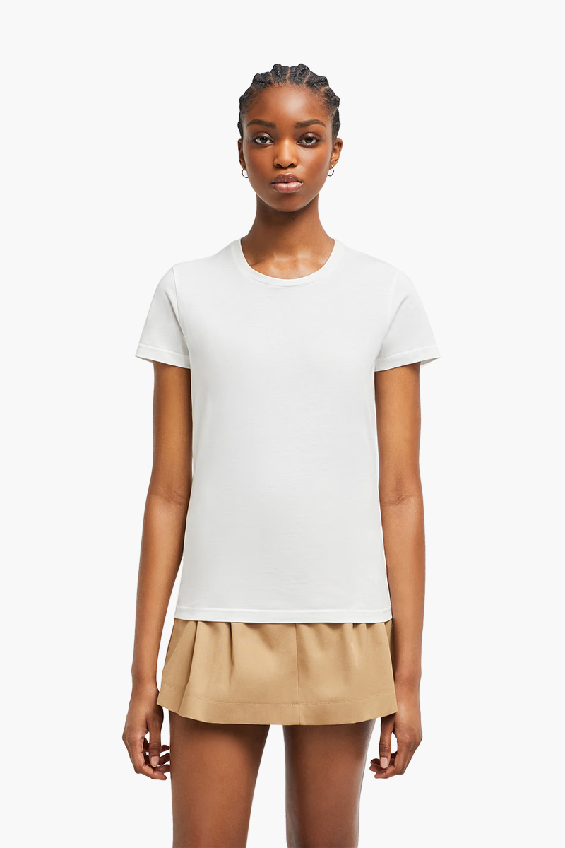 MONCLER Women Logo Patch Jersey T-Shirt in Off White Cotton 1