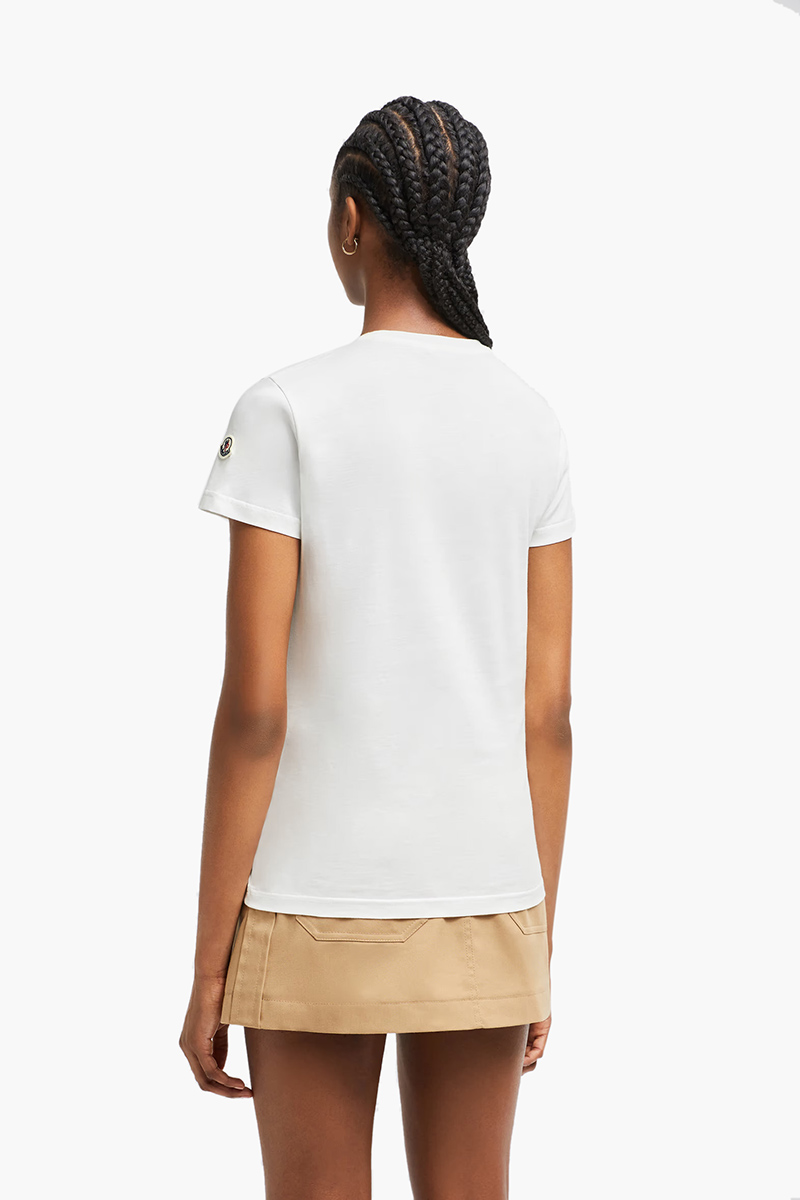 MONCLER Women Logo Patch Jersey T-Shirt in Off White Cotton 2