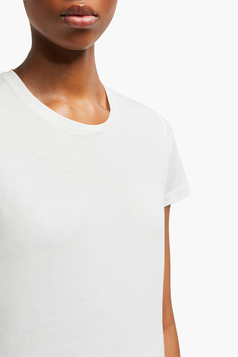 MONCLER Women Logo Patch Jersey T-Shirt in Off White Cotton 4