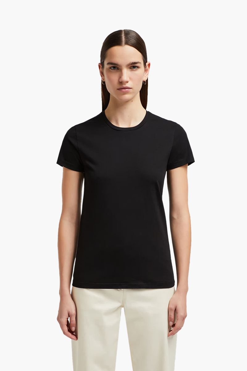 MONCLER Women Logo Patch Jersey T-Shirt in Black Cotton 1