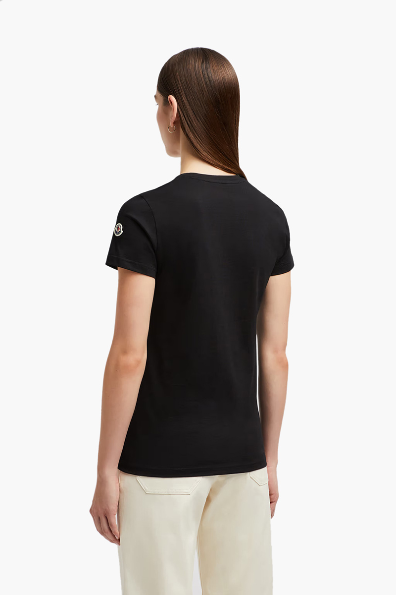 MONCLER Women Logo Patch Jersey T-Shirt in Black Cotton 2