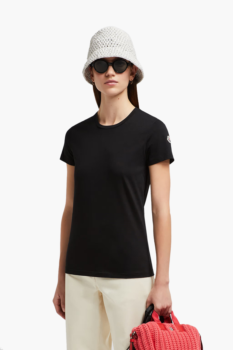 MONCLER Women Logo Patch Jersey T-Shirt in Black Cotton 4