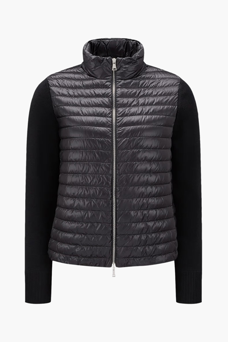 MONCLER Women Padded Wool Zip Up Cardigan in Black 0