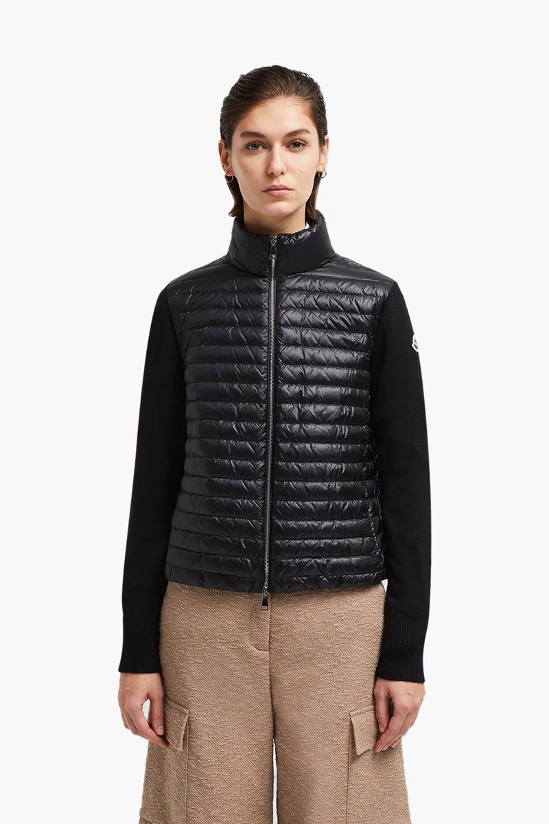 MONCLER Women Padded Wool Zip Up Cardigan in Black 1